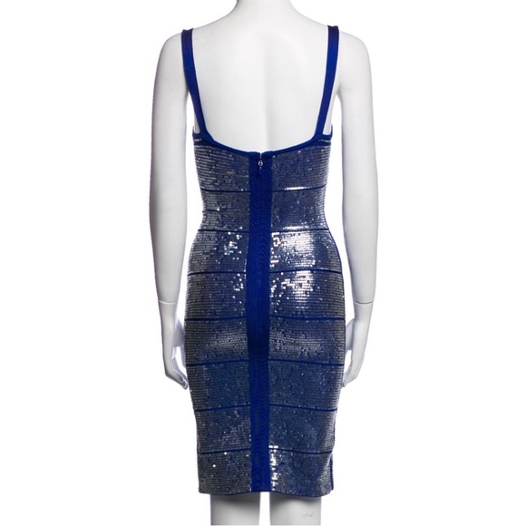 Herve Leger Sequin Bandage Katherine Blue Rayon Dress / Size Small - Picture 4 of 9